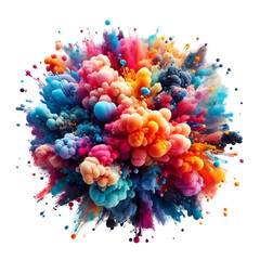 Fototapeta premium Transparent Background Multi Colors Ink Blot Splash Blast with Colorful Smoke.