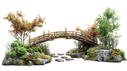 photo of a garden bridge isolated on a white background.