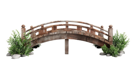 photo of a garden bridge isolated on a white background.