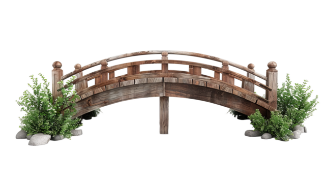 photo of a garden bridge isolated on a white background.