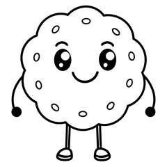 Cute cartoon cookie man vector illustration line art