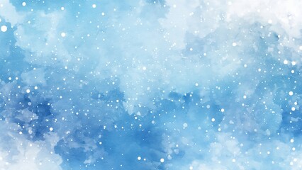 Blue watercolour painting with snowflakes
