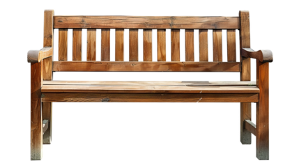 photo of a wooden bench isolated on a white background.