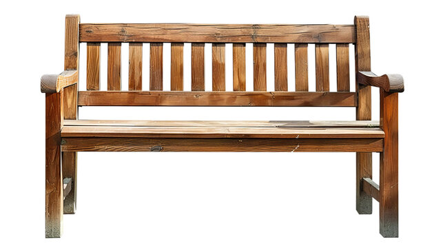 photo of a wooden bench isolated on a white background.