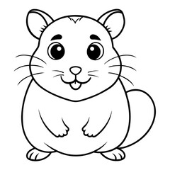 cute little cartoon mouse baby line art vector illustration