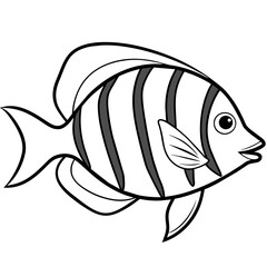 Naklejka premium Fish tropical line art vector illustration