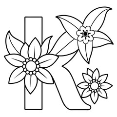 Floral alphabet letter vector illustration