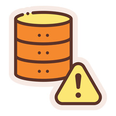 database storage with warning sign sticker