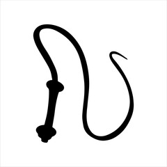 Leather whip silhouette isolated on white background. Leather whip icon vector illustration design.