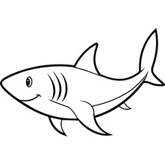 Fototapeta premium Shark line art vector illustration