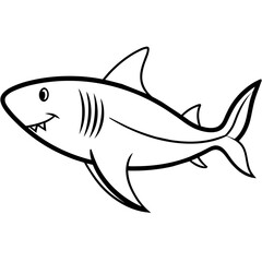 Fototapeta premium Shark line art vector illustration
