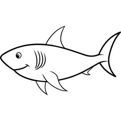 Happy shark line art vector illustration