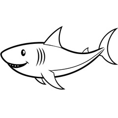 Happy shark line art vector illustration