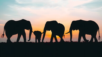 Fototapeta premium elephant silhouettes