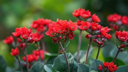 Lovely red euphorbia blooms