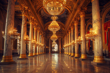 The grand hall of a palace