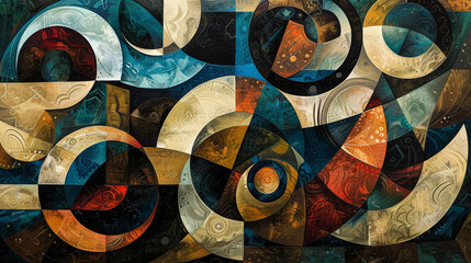 Fototapeta premium Modern Abstract wallpapers and backgrounds. Cubism abstract wallpaper. Circle Abstract wallpaper.