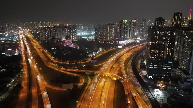 Saigon Night Aerial View | Mai Chi Tho & Hanoi Highway Intersection | 4K Drone Footage | Landmark 81 | Estella Heights | Masteri Thao Dien