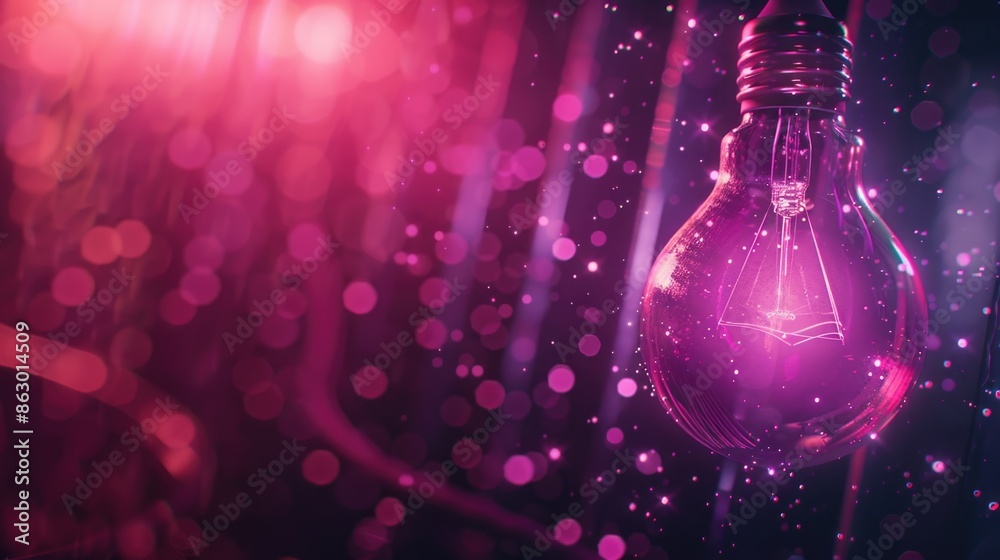 Poster a single purple light bulb hanging from a string