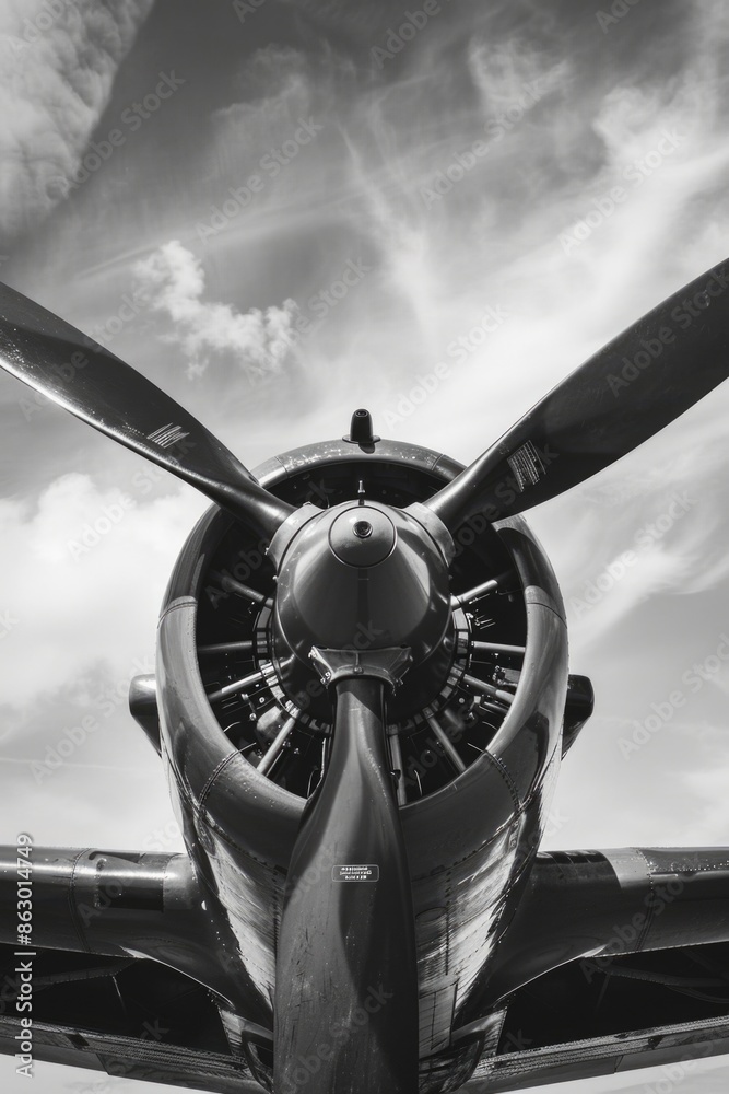 Aufkleber a vintage airplane with a distinctive propeller, ideal for use in historical or nostalgic contexts