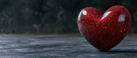 Obraz premium Cute 3D heart with a sparkling effect and open copyspace