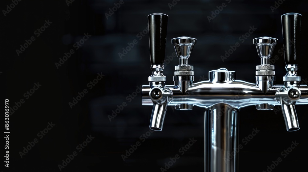 Poster a detailed view of a beer faucet on a stand, ideal for use in advertisements or promotional material
