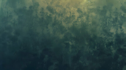 Abstract background, fantasy style, foggy sky, gloomy clouds, raindrops falling on the water surface, digital painting, brush strokes, rough edges, oil paint texture, dark green and yellow tones