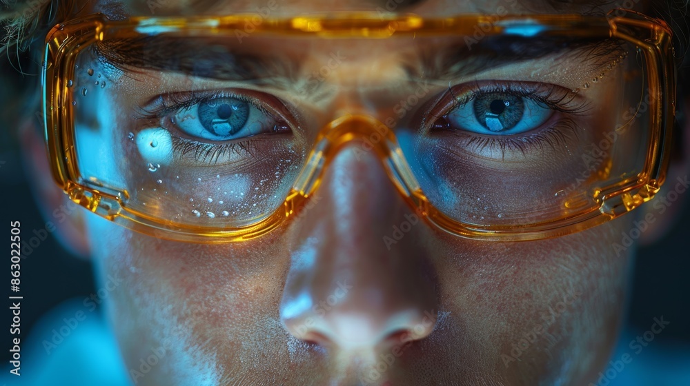 Aufkleber a close-up shot of a researcher analyzing data on a computer screen, their face reflecting the excit