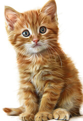 Fototapeta premium cute yellow cat isolated on white background