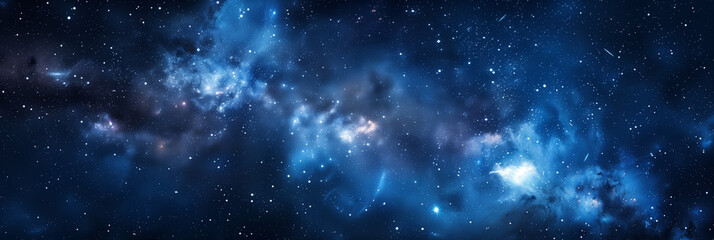 Enchanting Cosmic Vista: A Stellar Journey Through the Star-Studded Infinity of Space. Universe, stars, deep space. Wide Horizontal Template, poster, banner, cover, header. Generative Ai content