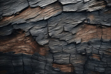 Processed collage of old black tree bark surface texture. Background for banner, backdrop