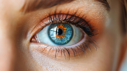 Fototapeta premium Eye health visualization Person strabismus Minute infographic scrutiny of the eye showing misalignment of the eyes