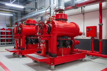 Fire Pump. Industrial fire pump station. Automatic fire extinguishing system control system
