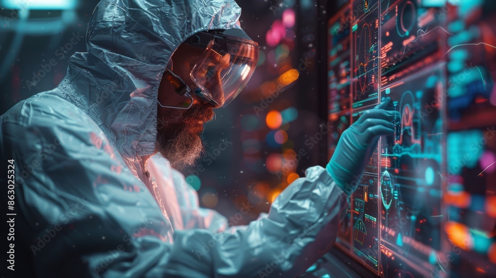 Poster a doctor using a mind-controlled medical interface to perform surgery with superhuman precision.
