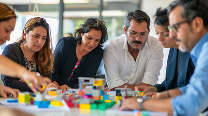 Corporate training session with employees learning new skills.