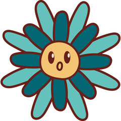 Hand Drawn Retro Flower Emoji

