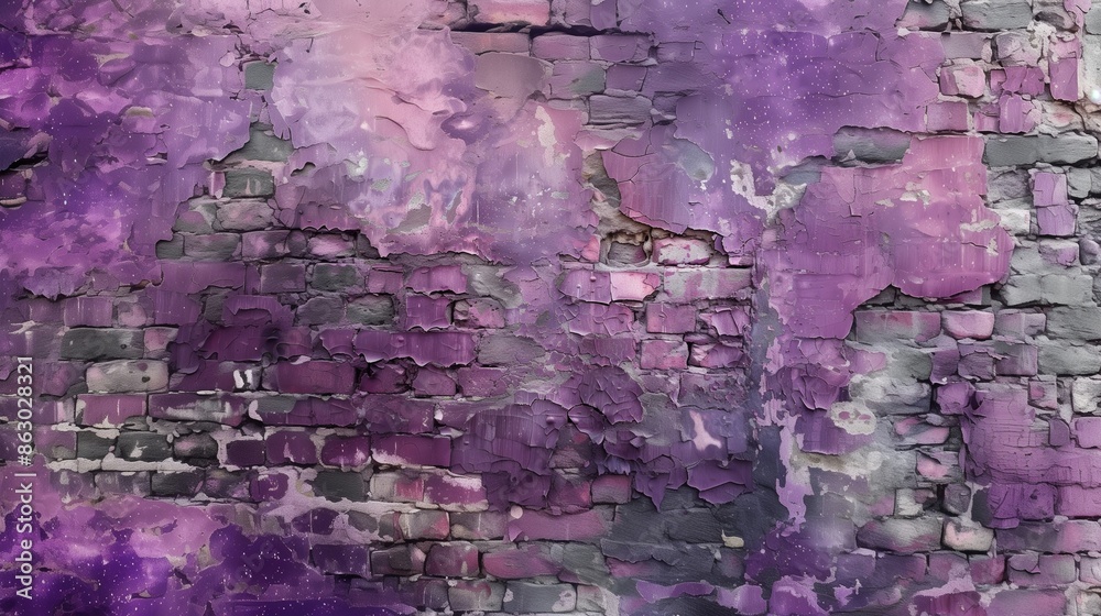 Canvas Prints Brick wall background with cracked plum paint.