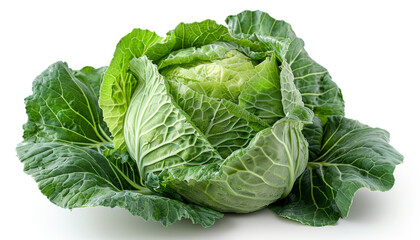 Obraz premium Fresh Green Cabbage on White Background