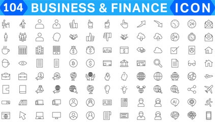 Set Vector Line Icons of Business and Finance.