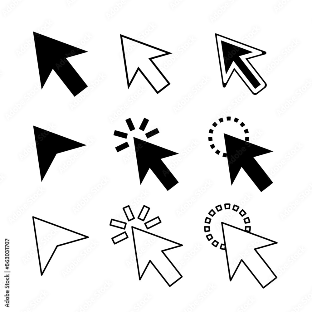 Poster computer mouse click cursor vector icons design