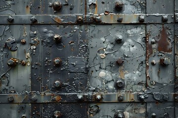 Close-Up of Rusty and Weathered Metal Surface with Bolts