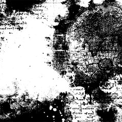 Fototapeta premium Artistic drawn vintage map background. Graphics black and white universal use