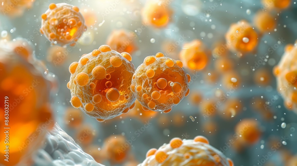 Aufkleber a microscopic view of a newly discovered cell type or biological process, revealing the intricate wo