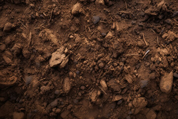 Processed collage of underground brown soil layer material texture. Background for banner