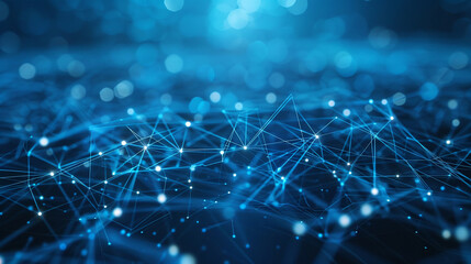 Network connection and communication concept with digital nodes and lines.