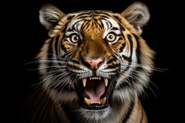 Fototapeta premium Happy surprised tiger with open mouth.