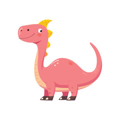 Fototapeta premium Cute pink dinosaur parasaurolophus cartoon vector
