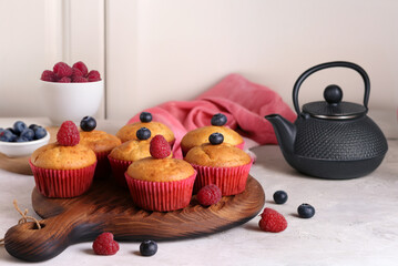 homemade muffins with berries for dessert