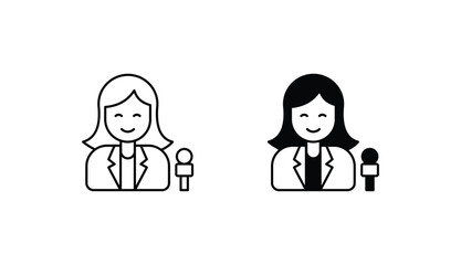 Reporter icon design with white background stock illustration