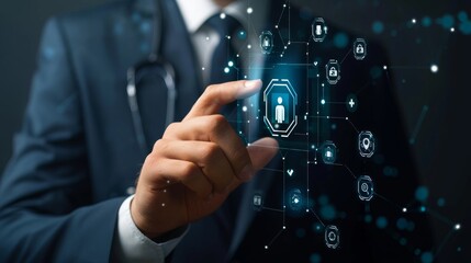 Businessman professionals Hand Touching of digital icons